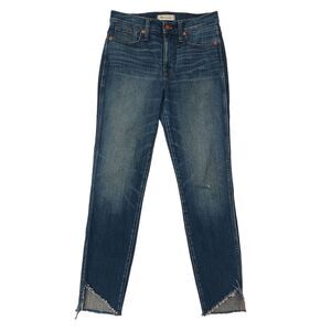 Madewell 10" High Rise Skinny Jeans Womens 26 Blue Raw Hem Stretch Medium Wash